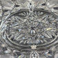 Brilliant Cut Glass Oval Divided Veggie Tray Stars Lines Scallop Edge Center Lid