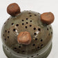 Handmade Pottery Berry Colander Strainer Green Studio Artisan Signed 7"