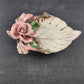 Capodimonte Large Rose Flower with Leaf Candy Dish Vintage Made in Italy 9" Long