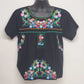 YZXDORWJ Embroidered Boho Shirt Black Crinkle Cotton Blend Short Sleeve Size XXL
