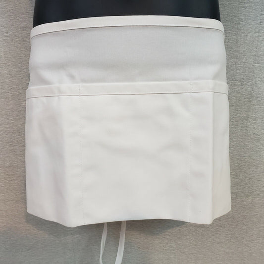 White Waist Server Apron 3 Pockets Poly/Cotton 11"L x 23"W Fame Fabrics F9 Style