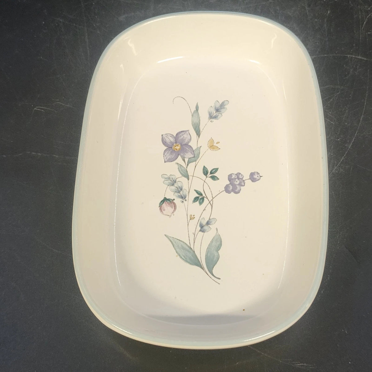 Pfaltzgraff April Casserole Dish 7" Rectangular Baker Floral Stoneware USA Vtg