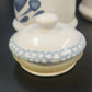 Blue Heart Canister Set 3 Lidded Ceramic Stoneware Farmhouse Kitchen Jars 1980s