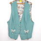 Tina Barrie Women's Vest 24W Plus Size Mint Green White Lace Floral Back Vtg