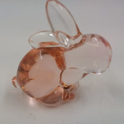 Enesco Art Glass Easter Bunny Peach Figurine 3.5” Vintage Rabbit Paperweight