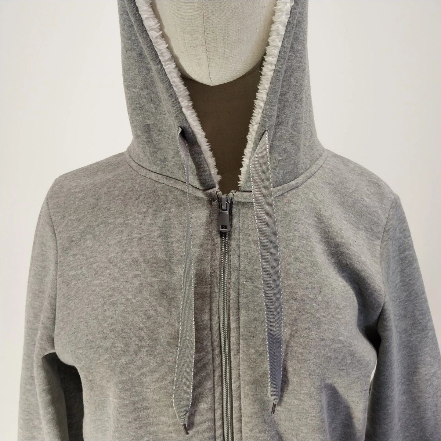AQ Sport Gray Hooded Zipper Jacket Sweatshirt Size M Long Sleeve Ribbed Cuffs