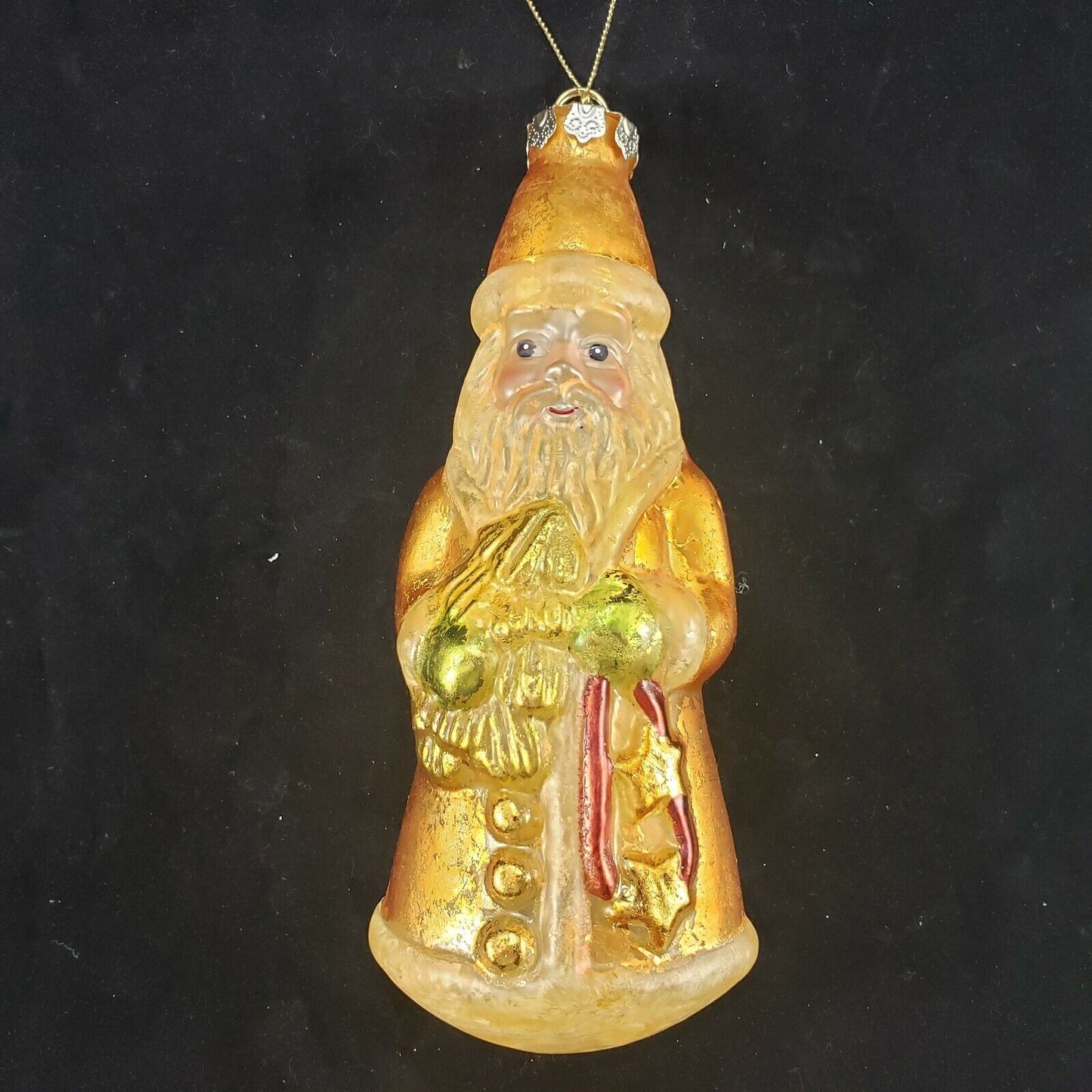 Antique Santa Gold & Opaque Colored Mercury Glass 8" Christmas Tree Ornament