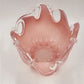 Murano Glass White Crystal Pink Bowl Handmade Italy Italian Blown Glass Oblong