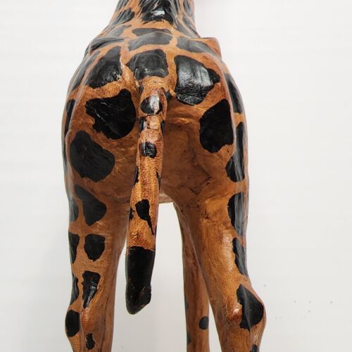 Leather Wrapped Giraffe Figurine Animal Vintage Large 18 Inch Tall Safari Décor