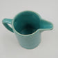 Blue Green Pottery Small Pitcher Mug Ring Snowflake Pattern 5.25" w Handle USA