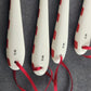 4 Snowman Chief Spoons by Williams Sonoma Christmas Ceramic Red Ribbons 6.5"