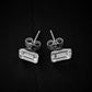 Clear Emerald Cut Crystal Stud Classic Earrings Silver Tone Butterfly Backs