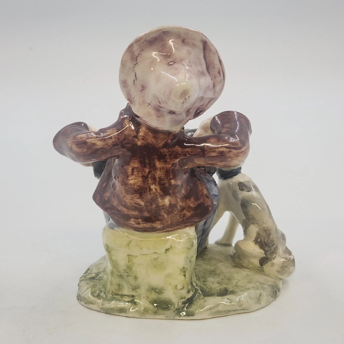 Italian Ceramic Man Accordion Dog Figurine 5" Green Base Hand Painted Vtg