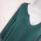 Charming Charlie Women's Teal Green V Neck Tunic Long Sleeve Top Large Roll Cuff