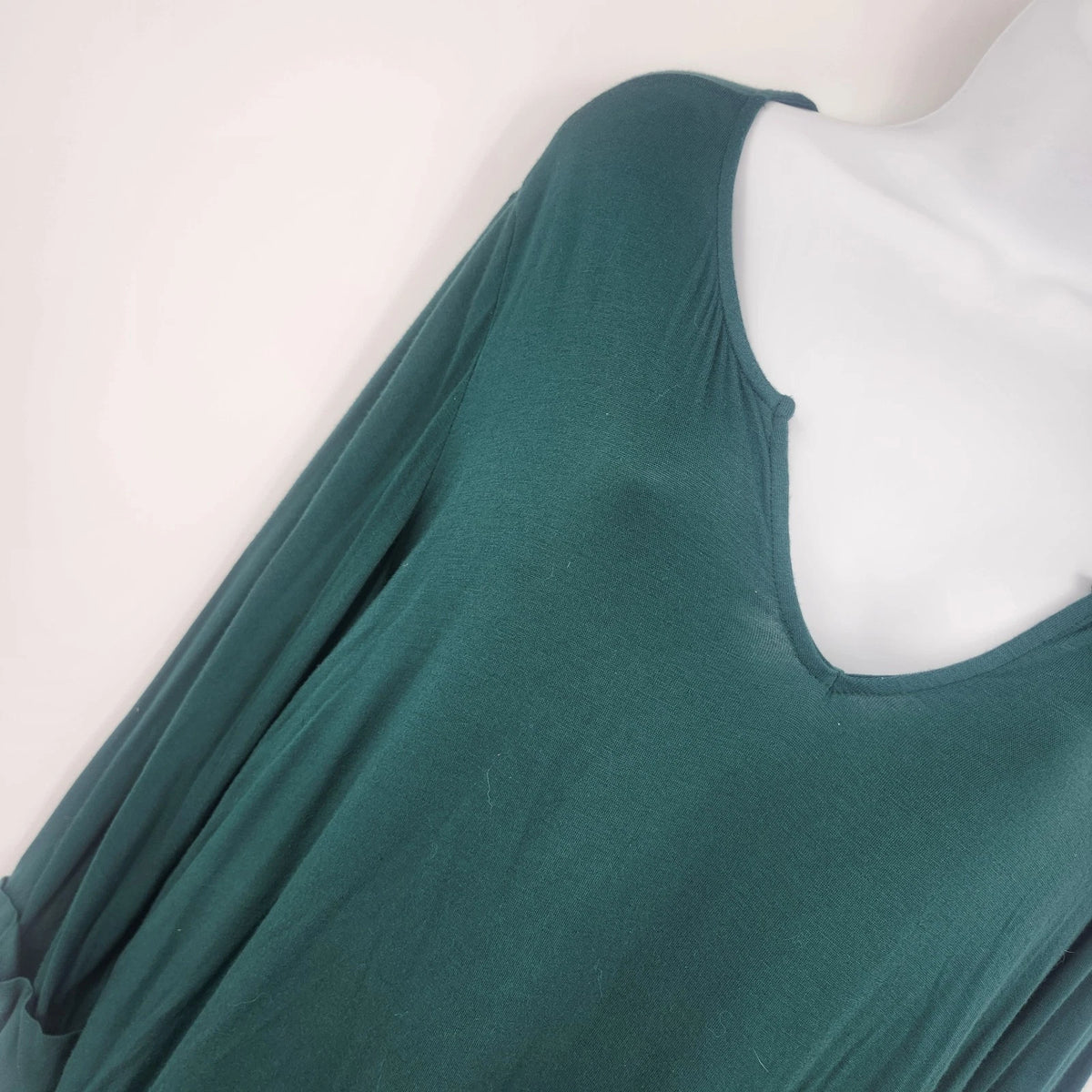 Charming Charlie Women's Teal Green V Neck Tunic Long Sleeve Top Large Roll Cuff
