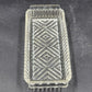 Clear Glass Relish Tray Dish X Pattern Ribbed Sawtooth Edges Handles 10" Serving