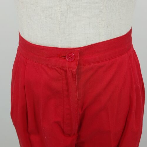 Liz Claiborne Lizsport Women's Red Cotton Slacks Size 4 High Rise Pleated leg