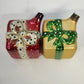 Czech Glass Christmas Present Ornaments Lot 5 Hand Painted Gift Box 1.5" Vintage