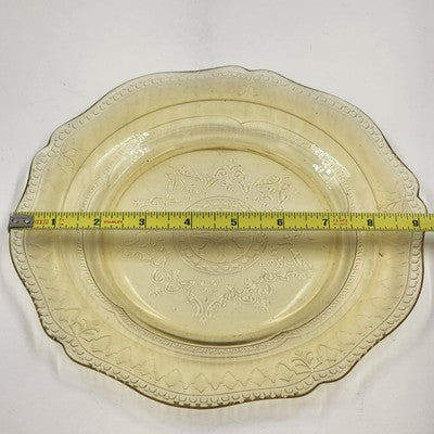 Federal Patrician Amber Yellow Spoke Depression Glass Dinner Plate Glassware 9"