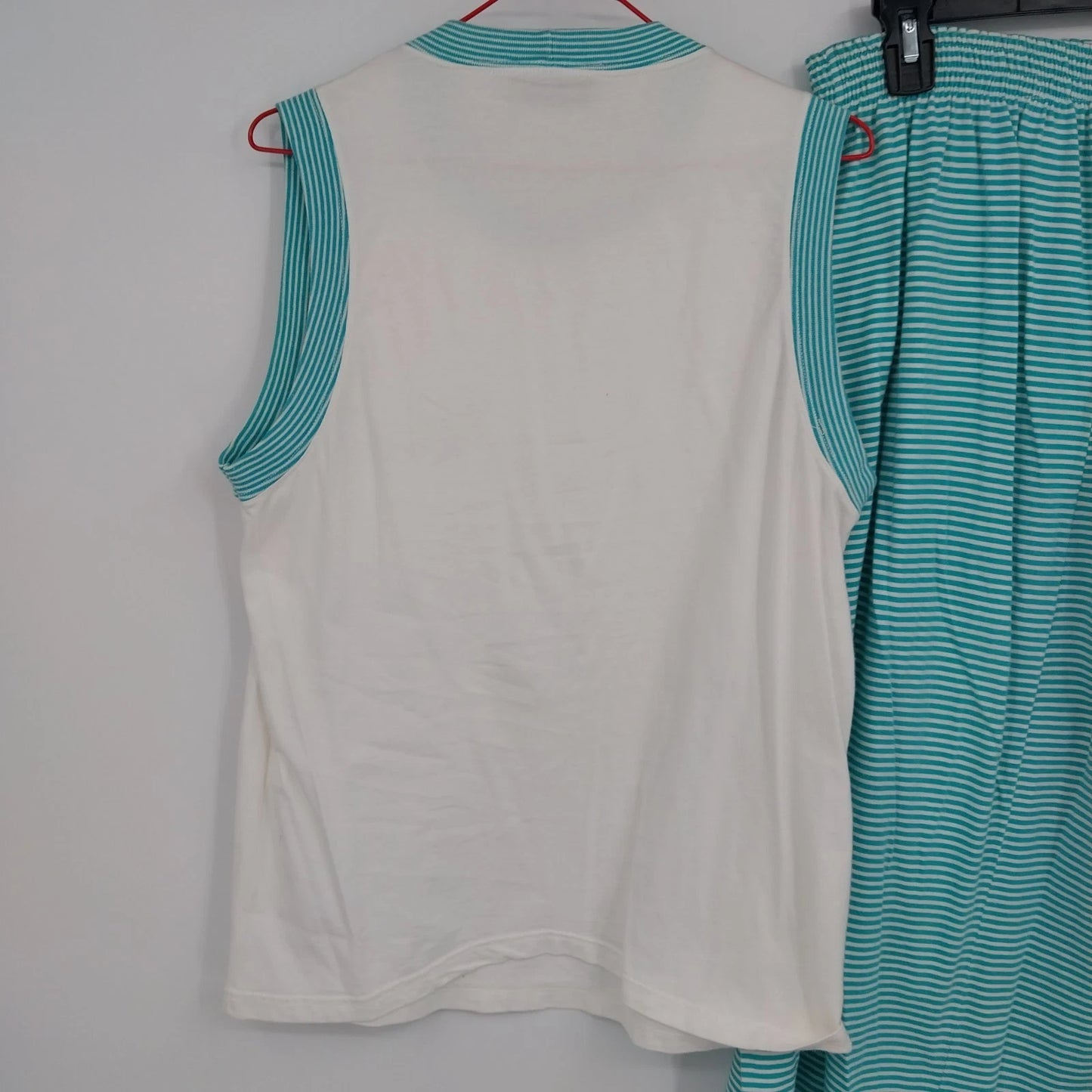 Hastings & Smith Tank Top Skirt 2 pc Set Womens Aqua White Striped Sleeveless