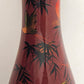 Bud Vase Maroon Red Overlay Gold Geese Black Trees Asian Sun Vintage Vietnam