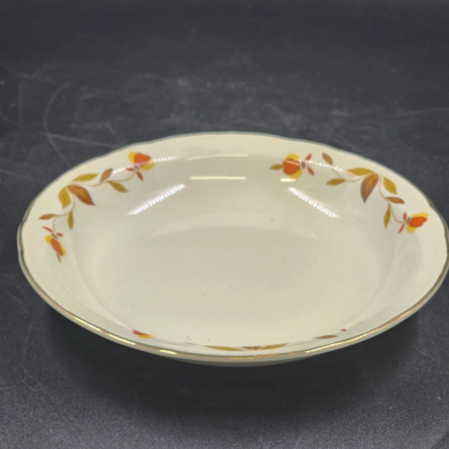 Autumn Leaf Rim Soup Bowl 8.5" Hall's Superior Jewel Tea MCM Dinnerware Vintage
