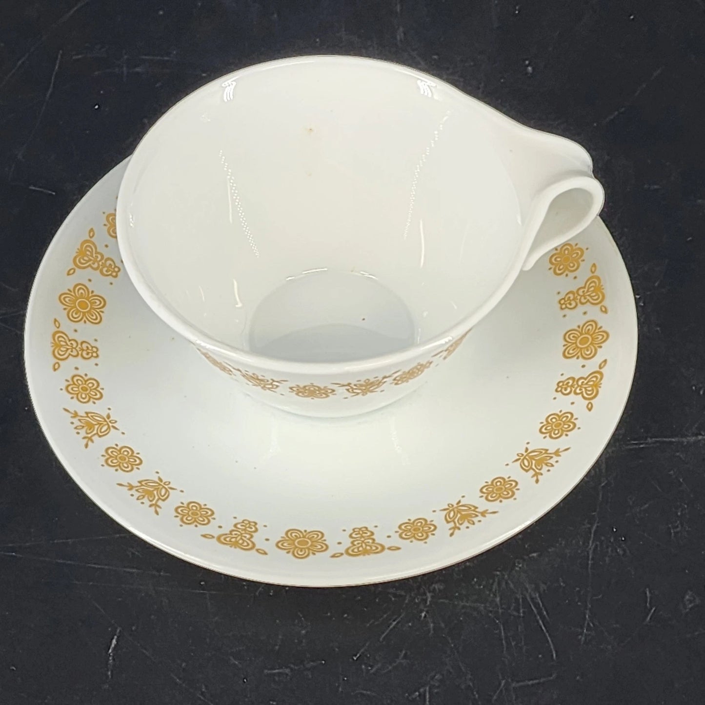 Corelle Butterfly Gold Cups Saucers Set 4 Vintage