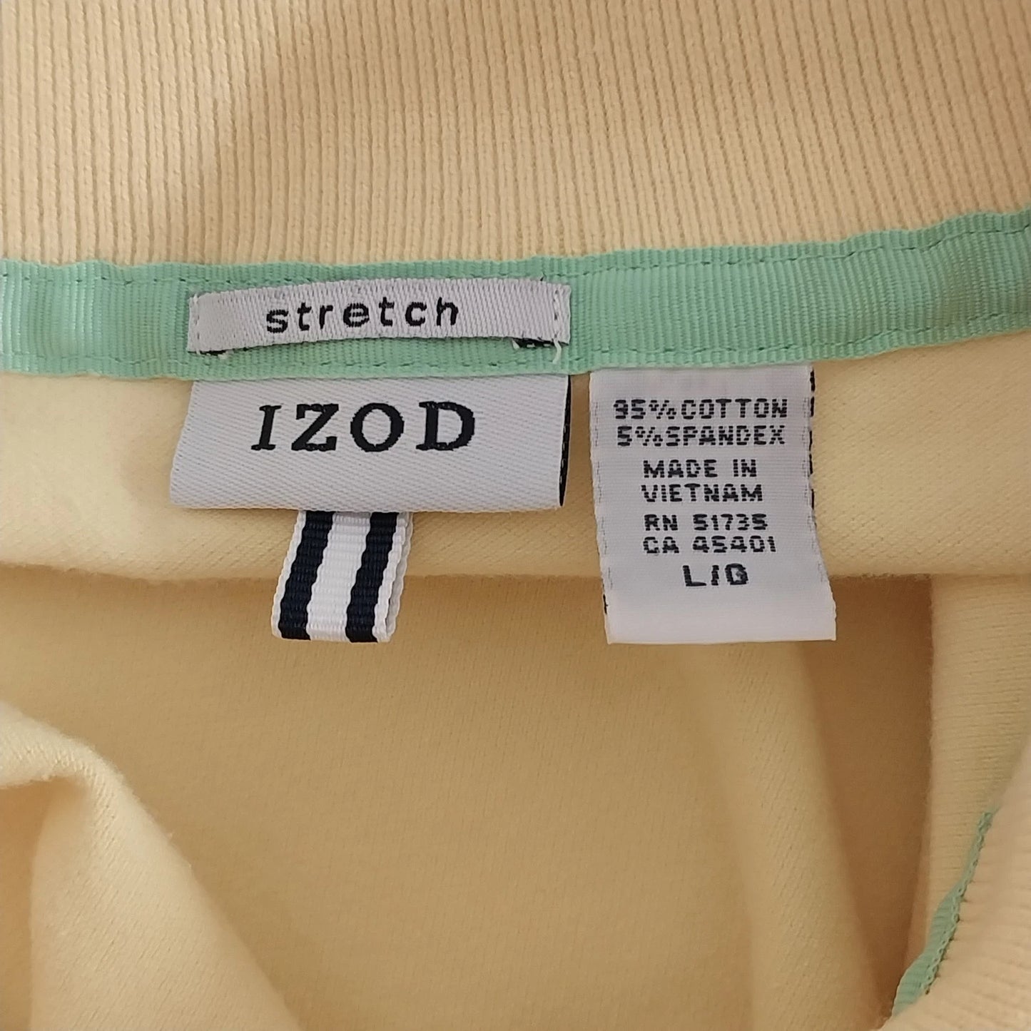 IZOD Women's Yellow Stretch Polo Shirt Large Cotton Blend Short Sleeve Classic