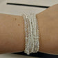 Nine Strand Clear White Small Beaded Magnetic Bracelet w Silver Tone Rhinestone