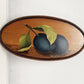 2 Hand Painted Farmhouse Vintage Folk Art Wooden Wall Hanging Plaque Fruit Plums