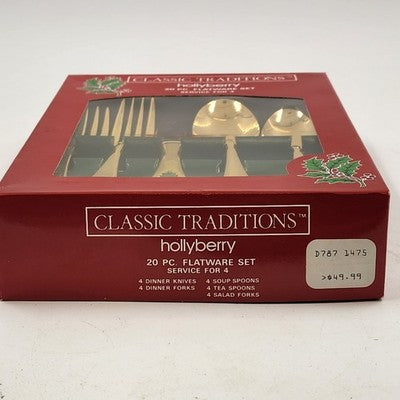 20 pc Flatware Set Hollyberry Classic Traditions Service for 4 New JC Penney NOS