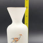 Norleans Vase 10" Hand Painted Bird & Floral Frosted Satin Art Glass w Gold Trim
