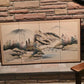 Toyo Japan Byobu 4 Panel Sansuiga Landscape Brass Trim Wall Screen 66x36 Hangers