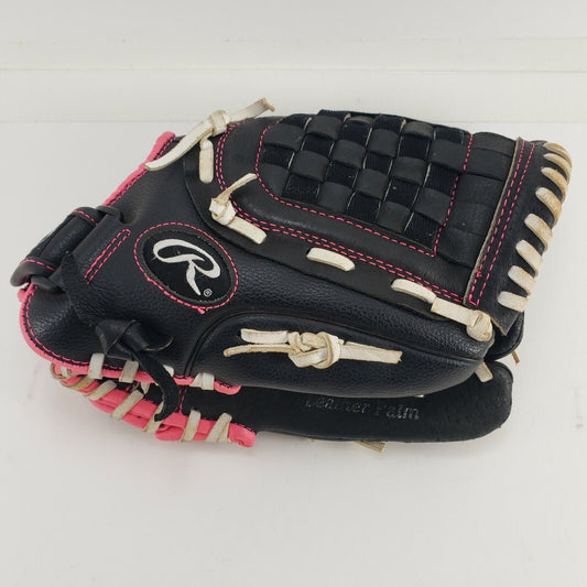 Rawlings Fastpitch Softball Glove WFP115 11½ Inch Leather Palm Black Pink R/H