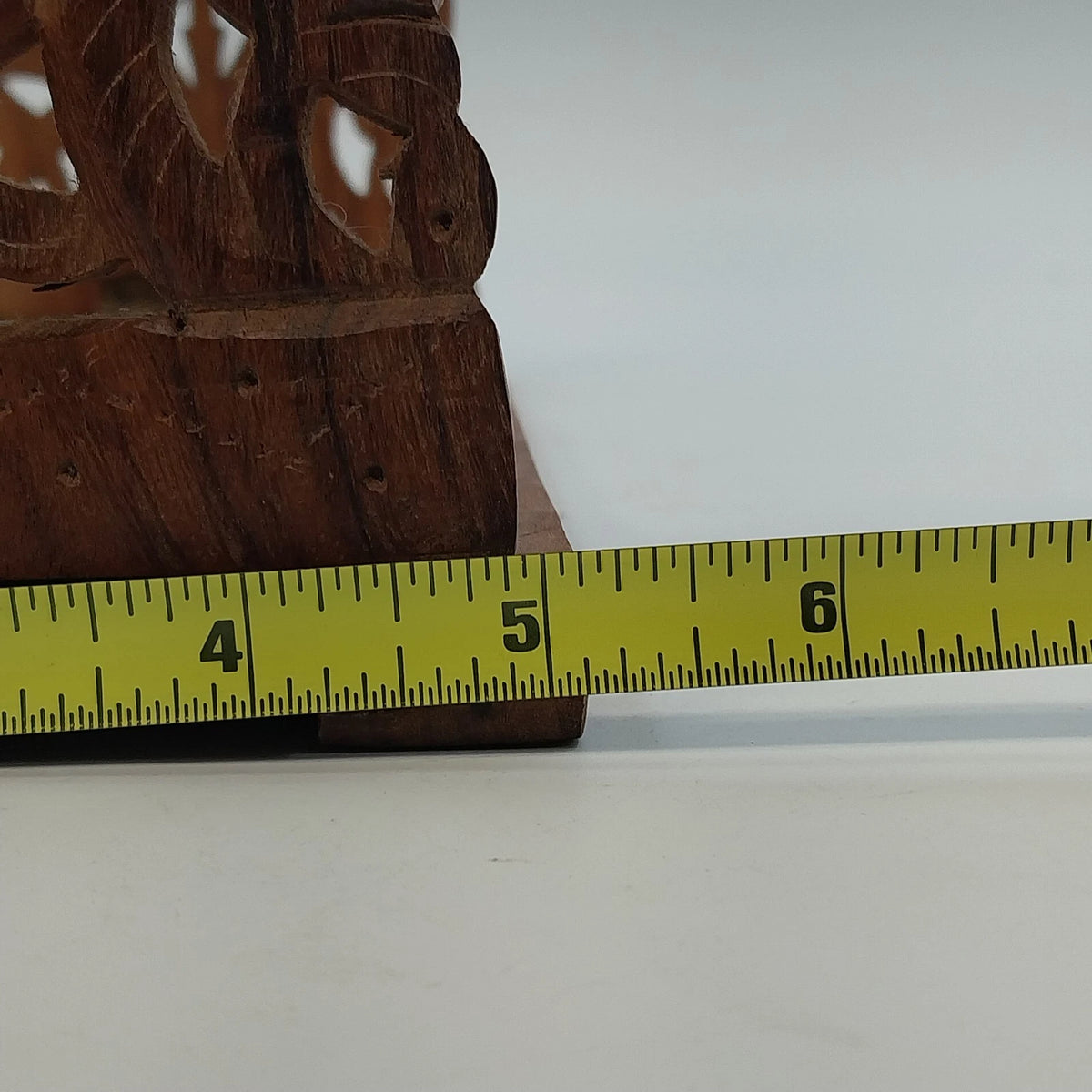 Hand Carved Natural Wood Expandable Book Rack Floral Bookends 17" Extend India