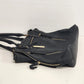 Massini Black Faux Leather Tote Handbag 16in Gold Tone Zipper