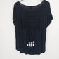 Forever 21 Black High-Low Cutout Back Top Women's Large Short Sleeve Scoop Neck