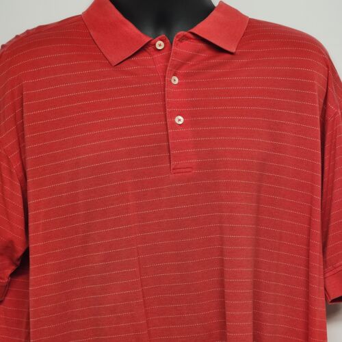 Red Striped Golf Polo Fairway & Greene USA Men's Size Large Short Sleeve Vintage