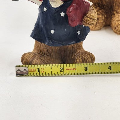 Set of 3 Patriotic Teddy Bear Figurines w Mouse 4th of July Stars & Stripes USA