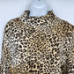 Studio Works Cheetah Print Turtleneck Sweater Women's Large Cotton Long Sleeve
