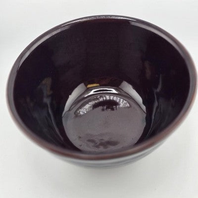 Marcrest Stoneware 1.5 Qt Mixing Bowl Daisy & Dot Pattern Brown Ovenproof USA