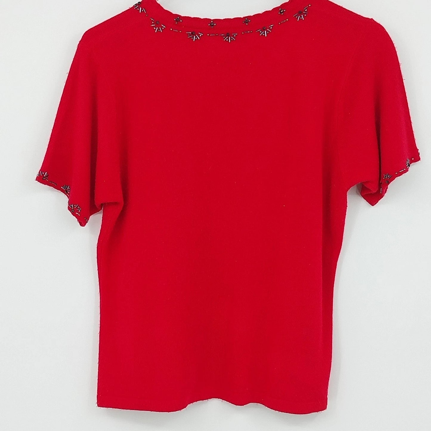 Title: Kathie Lee Collection Women's Medium Beaded Neck Top Short Sleeve Shirt