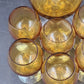 Italian Amber Glass Decanter & 6 Cordials Twisted Stems Clear Handle Vtg Elegant