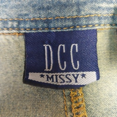 DCC Missy Denim Shirt Blouse XL Blue Cotton Long Sleeve Ruffled Cuffs Western