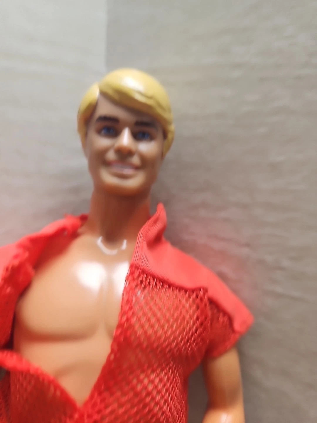 Ken Doll 1968 Mattel Blonde Painted Hair Red Shirt Vintage