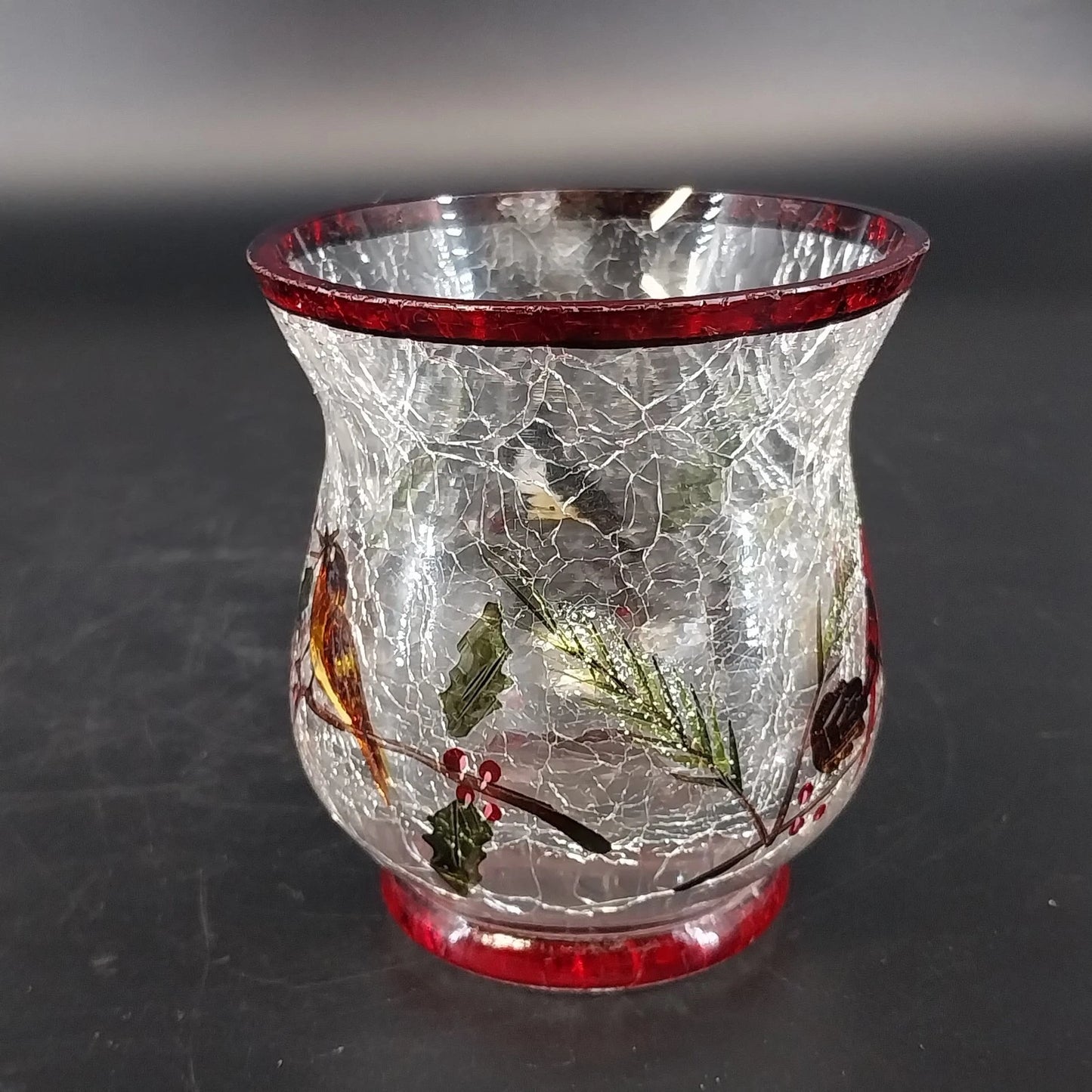 Yankee Candle Song Bird Crackle Glass Wax Burner Goblets 3 Pc Christmas Chipped