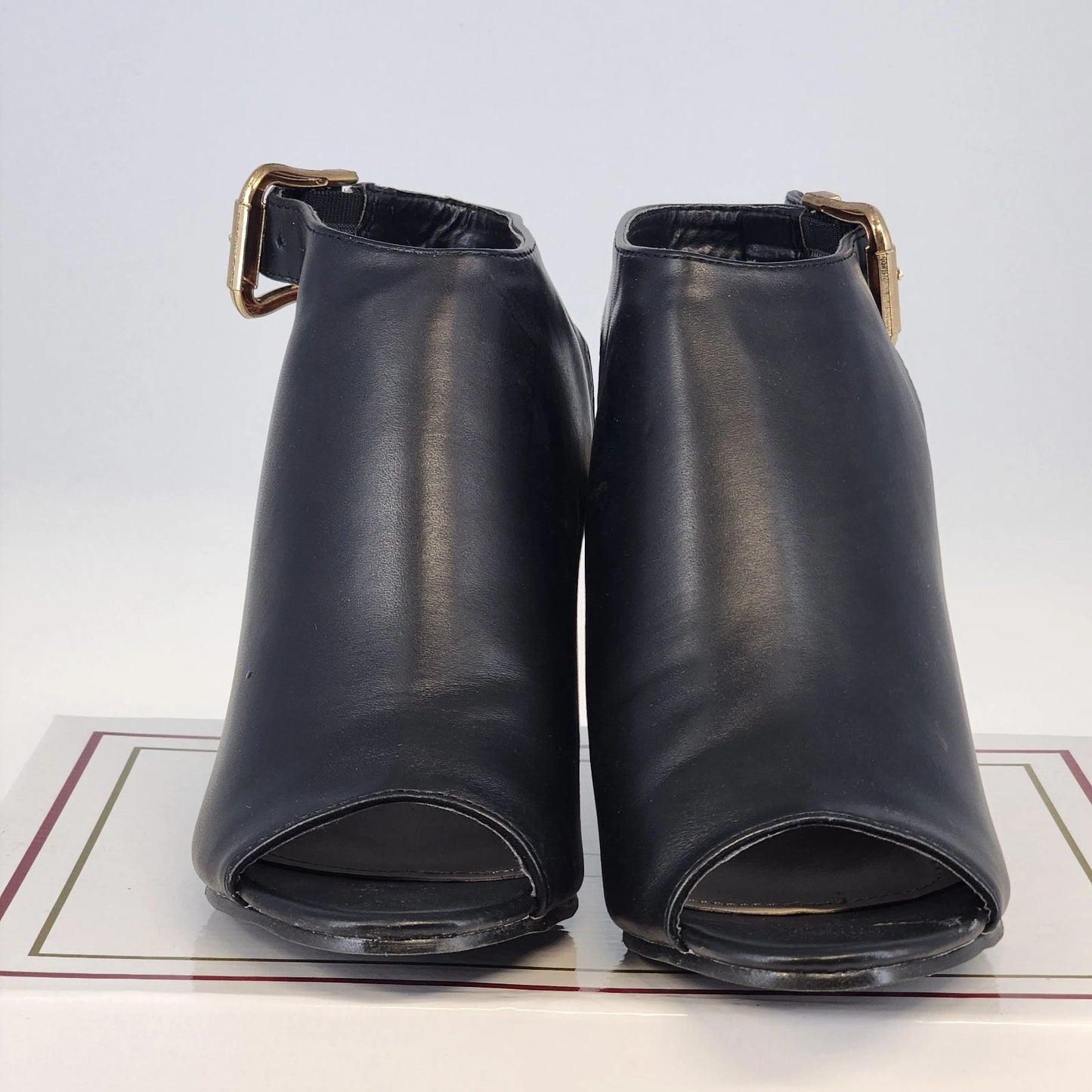 Pierre Dumas Holly 1 Peep Toe Ankle Boots Black Women Size 8