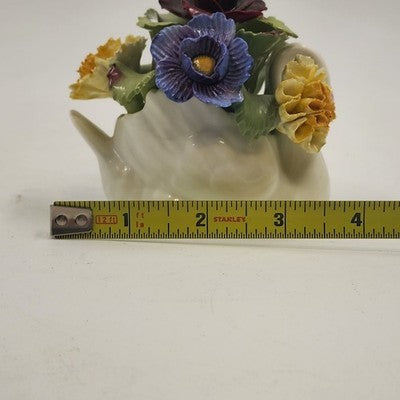 Aynsley Bone China Flower Bouquet Swan Base Figurine England Vintage