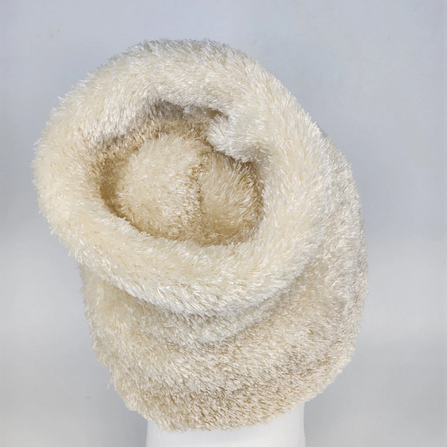 Sherpa Lined Beanie Hat Cream White Thermal Winter Fleece Cap