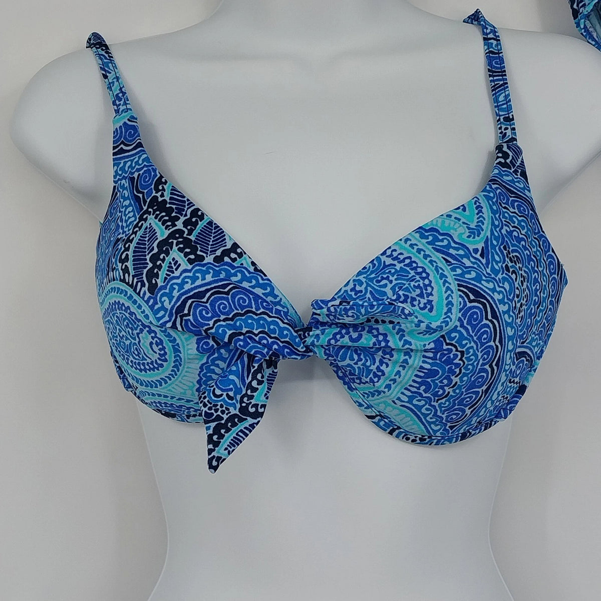 Body I.D. Blue Paisley 2-Piece Bikini Swimsuit Women's Size 10 Underwire